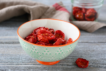 Delicious sun-dried tomatoes in a bowl