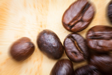 Blur of coffee beans
