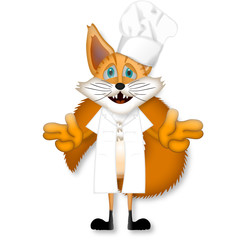 Funny cartoon fox cook cooking chef restaurant