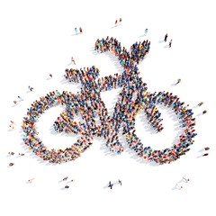 people in the form of a bicycle.