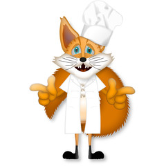 Funny cartoon fox cook cooking chef restaurant