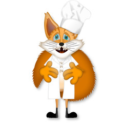 Funny cartoon fox cook cooking chef restaurant