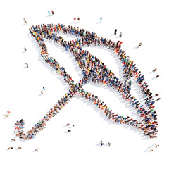 people in the form of an umbrella.