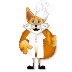Funny cartoon fox cook cooking chef restaurant