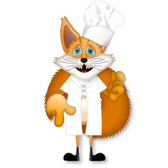 Funny cartoon fox cook cooking chef restaurant