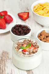 yogurt with berries and breakfast foods