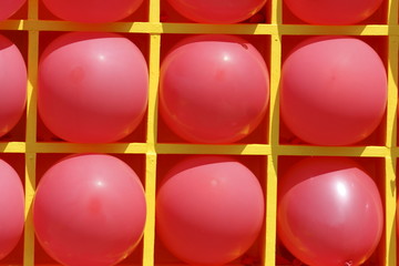 Pink balloons at shelf