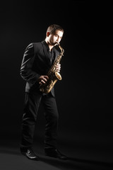 Saxophone player Saxophonist with sax alto