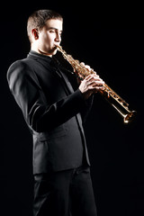 Saxophone player Saxophonist with soprano