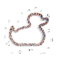 people in the form of a childrens toy duck.