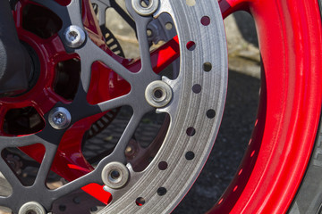 disk on new shiny motorbike