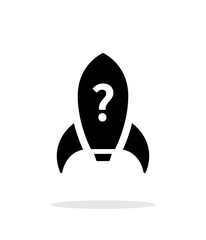 Rocket with question simple icon on white background.