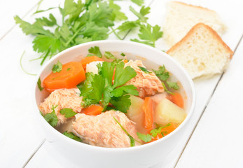 Fish soup with salmon and vegetables