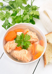 Fish soup with salmon