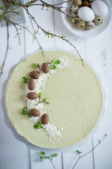 coconut cheesecake with matcha tea
