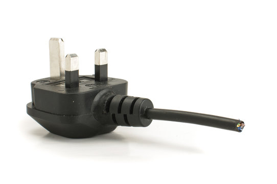 UK standard AC line plug isolated on the white background