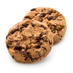Chocolate cookies isolated on white background cutout