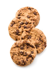 Chocolate cookies isolated on white background cutout
