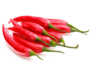 red chili or chilli cayenne pepper isolated on white  background