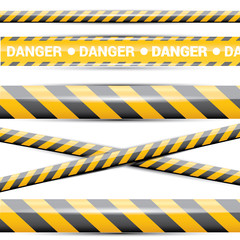 Yellow security warning tapes set Caution