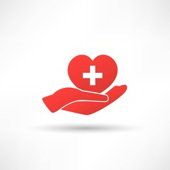 Obraz premium Hands and heart. Icon of kindness and charity