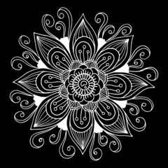 Black and white hand drawn flower