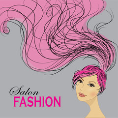 Fashion Woman with Long Hair. Vector Illustration.