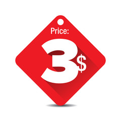 Price tag vector - three dollars