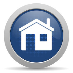 house blue glossy web icon