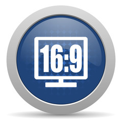16 9 display blue glossy web icon