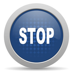 stop blue glossy web icon