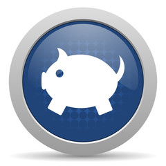 piggy bank blue glossy web icon