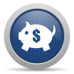 piggy bank blue glossy web icon