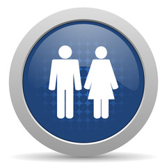 couple blue glossy web icon