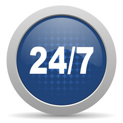 24/7 blue glossy web icon