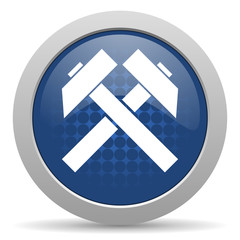 mining blue glossy web icon