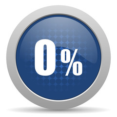 0 percent blue glossy web icon