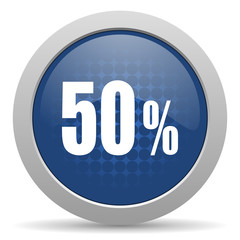 50 percent blue glossy web icon