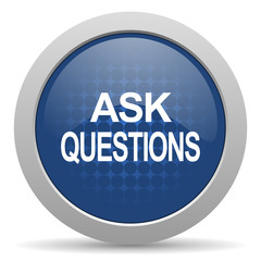 ask questions blue glossy web icon