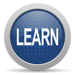 learn blue glossy web icon