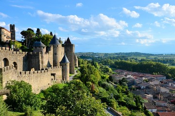 Fototapeta na wymiar Beautiful hilltop fortress of Carcassonne, France