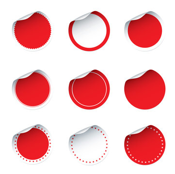 Set of red vector stickers