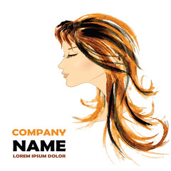 Fashion Woman with Long Hair. Vector Illustration.