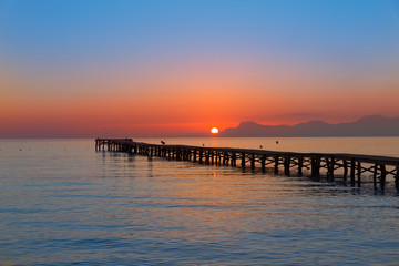 Fototapeta premium Majorca Muro beach sunrise Alcudia Bay Mallorca