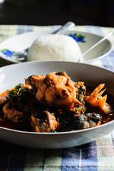 Santed eat fish with chilli paste