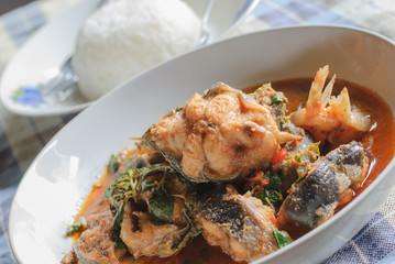 Santed eat fish with chilli paste