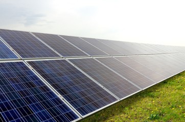Fotovoltaik: Solarpaneele in Wiese, PV Anlage, Photovoltaik