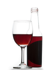 Wine glass and Bottle on white background