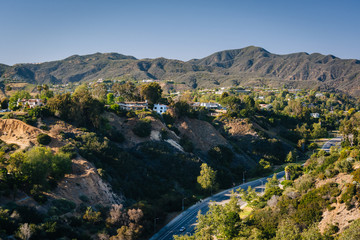 Fototapeta na wymiar View of the Temescal Canyon in Pacific Palisades, California.