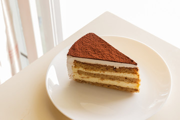 tiramisu topping with cocoa powder